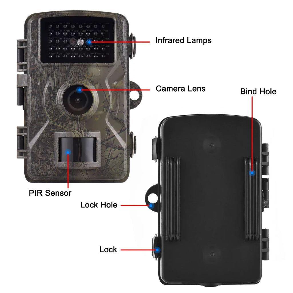 16MP 1080P Wildlife Trail Camera with 2.0 Inch TFT Color Panel - Features 0.8s Trigger Time, Infrared Night Vision, Motion Activation, and IP66 Waterproof Rating