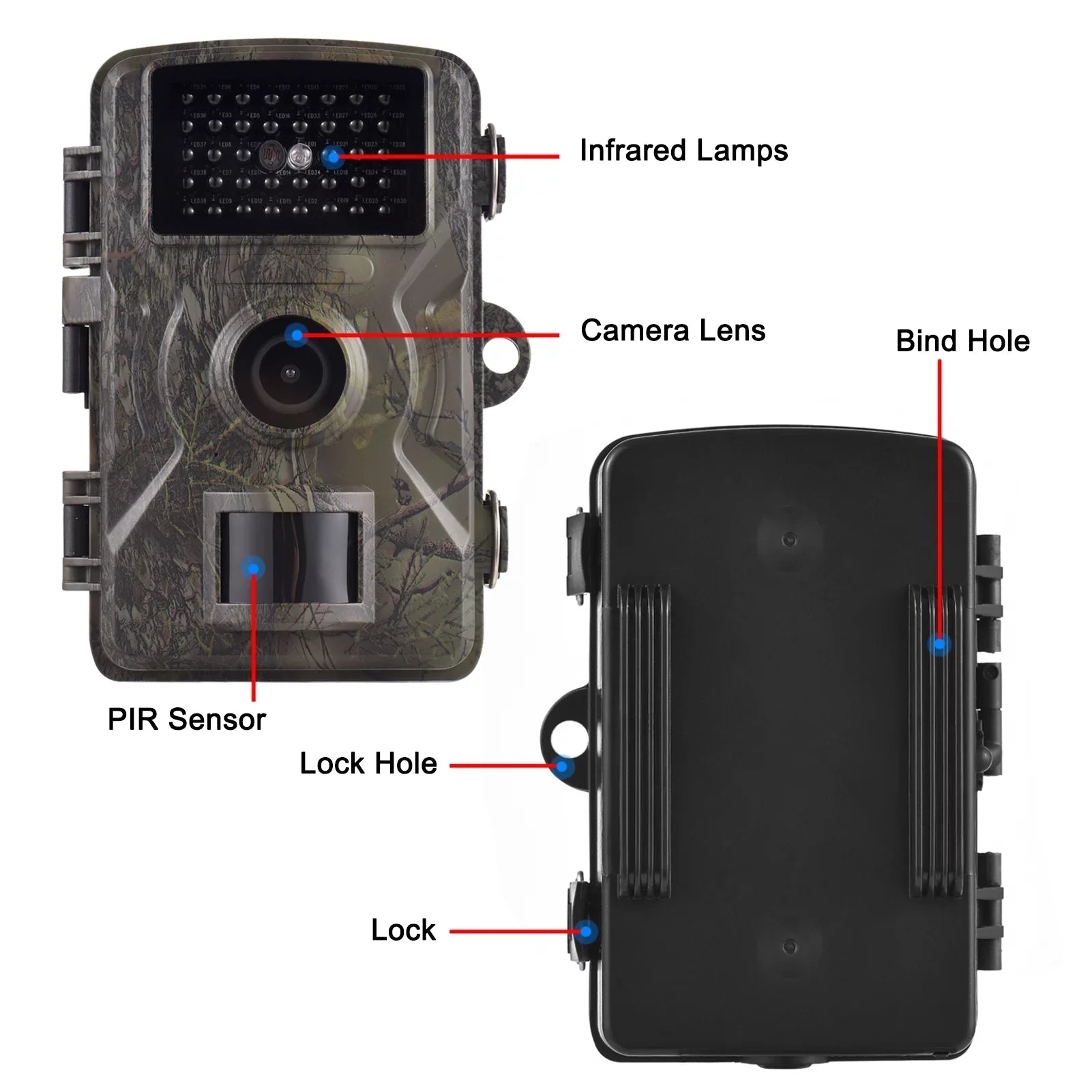 16MP 1080P Wildlife Trail Camera with 2.0 Inch TFT Color Panel - Features 0.8s Trigger Time, Infrared Night Vision, Motion Activation, and IP66 Waterproof Rating