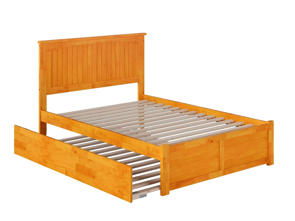 AFI Nantucket Full Size Platform Bed with Panel Footboard and Full Size Trundle in Memory Latte
