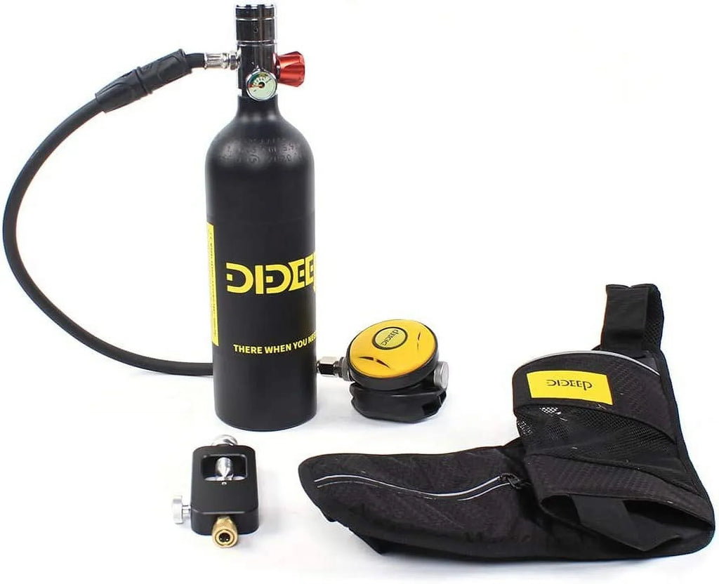 FETCOI 1L DIDEEP E-S400B Diving Tank Equipment Mini Scuba Cylinder Refill by High Pressure Air Pump Refill Adapter for Underwater Diving Breathe Training