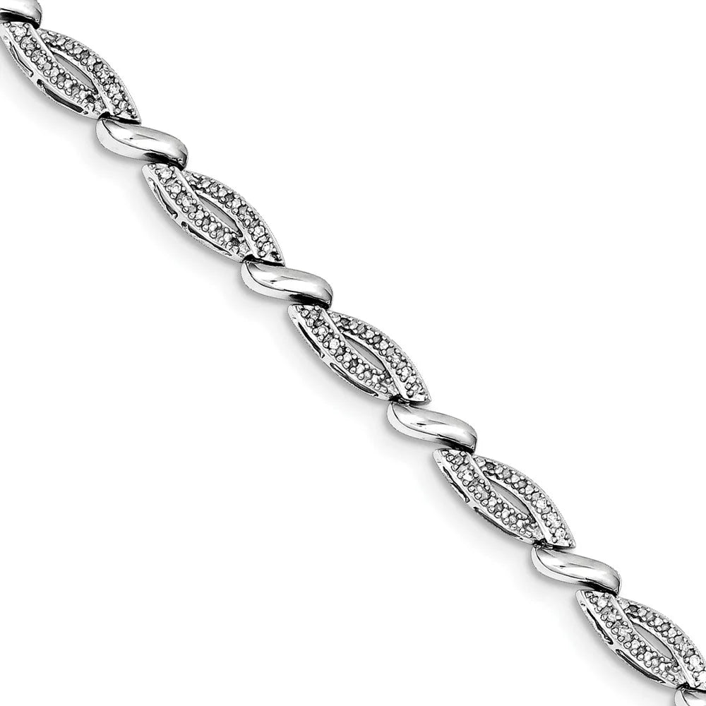 Sterling Silver Rhodium Plated Diamond Bracelet. Carat Wt- 0.25ct