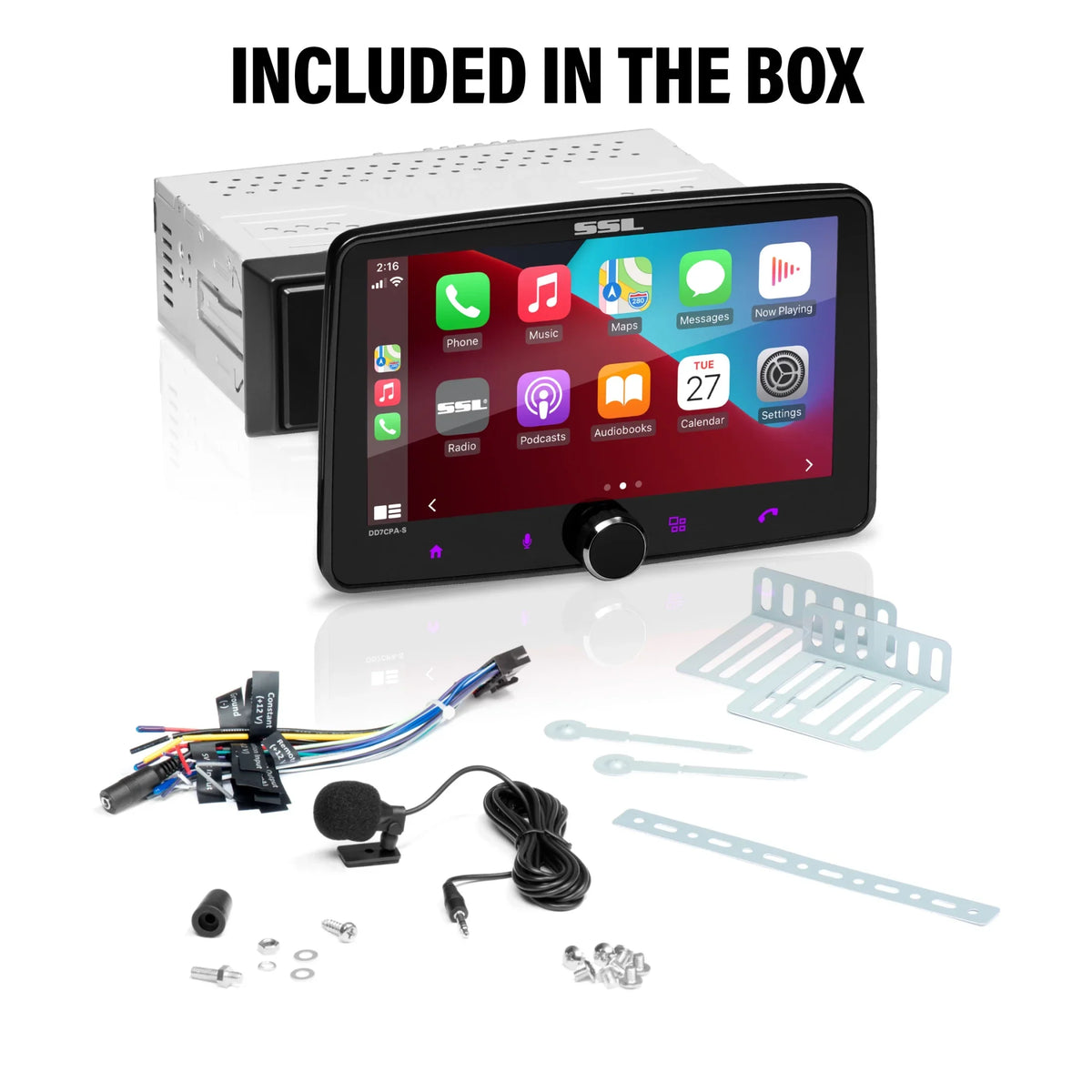 Sound Storm Laboratories DD7CPA-S Car Audio Stereo System - Apple CarPlay, Android Auto, Single Din with 7 Inch Panel Bluetooth Audio & Calling Head Unit, No CD Player, Radio Receiver