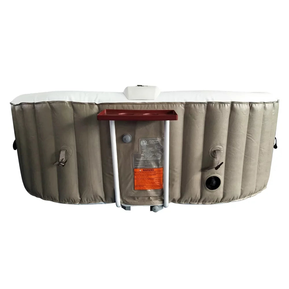 ALEKO 145 Gallon 2 Person Brown Oval Inflatable Jetted Hot Tub with Cover
