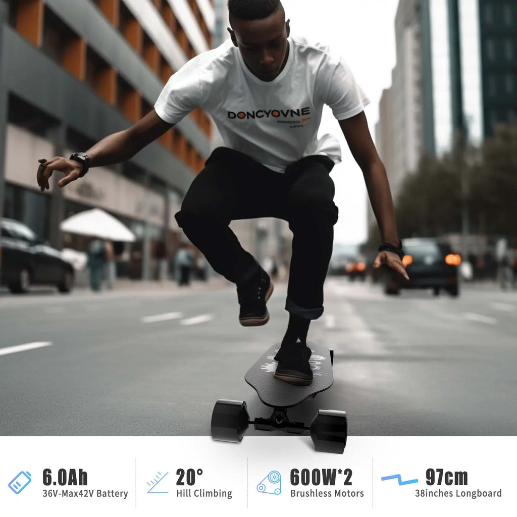 Electric Skateboard,BRC Electric Longboard with 1200W Motor, 25 Mph Top Speed & 15 Miles Range, 4-Speed Modes Skateboards and Remote Control