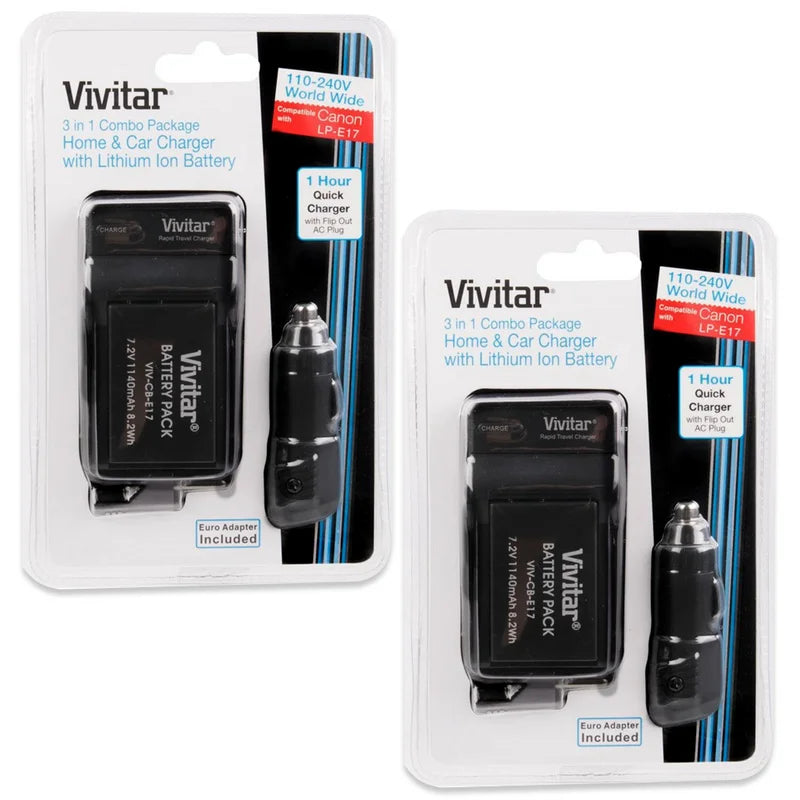 Vivitar (VIV-CBE17-KIT) Replacement Cell CANON LP-E17 Kit for CANON M3, M5 Rebel T6i
