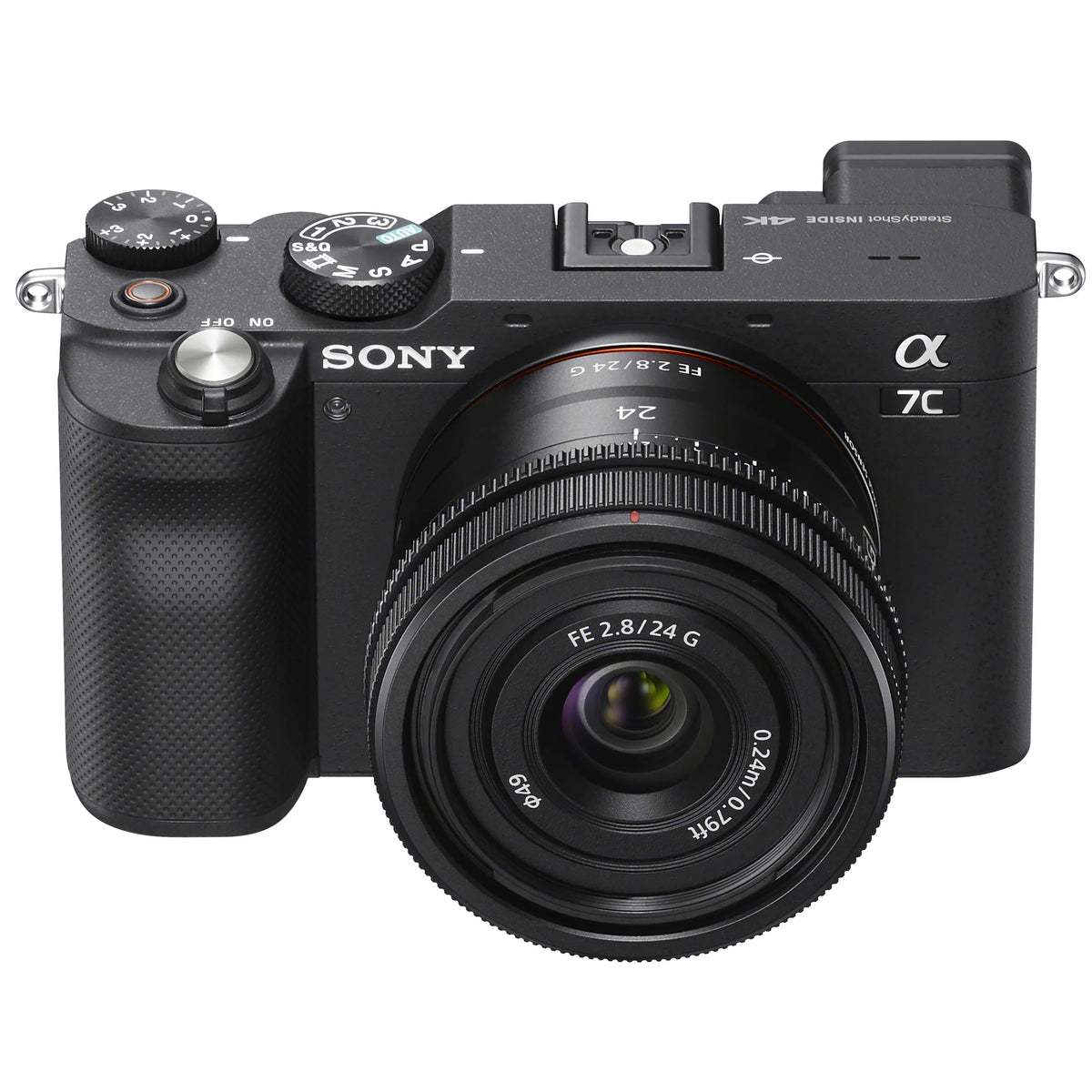 Sony a7C Mirrorless Full Random Access Memory Camera Body with Sony FE 24mm F2.8 G Compact Lens SEL24F28G Black ILCE7C/B Bundle with Deco Gear Photography Backpack Case + Microphone + LED + Monopod and Accessories