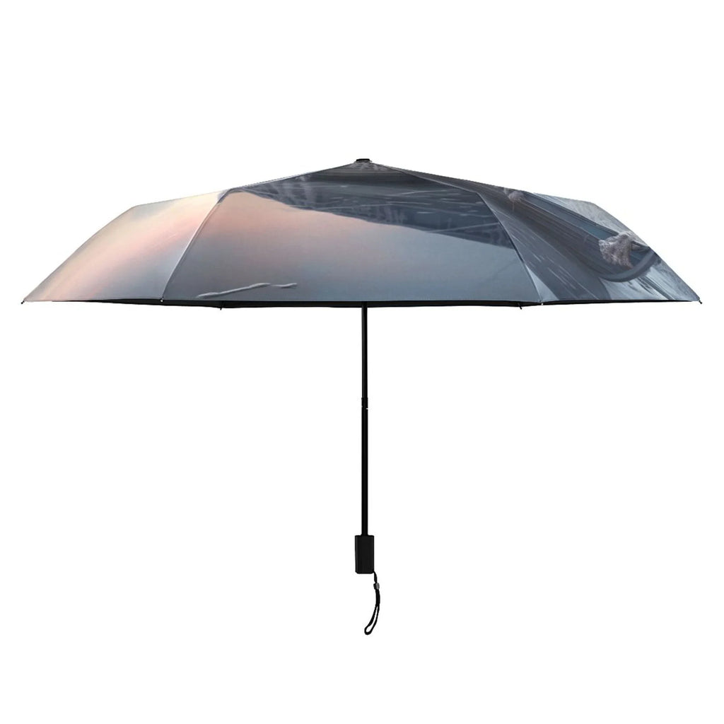 Winter Snow with Boat Compact Folding Umbrella for Rain Windproof Travel Umbrella UPF 50+ Lightweight Packable Arc Size