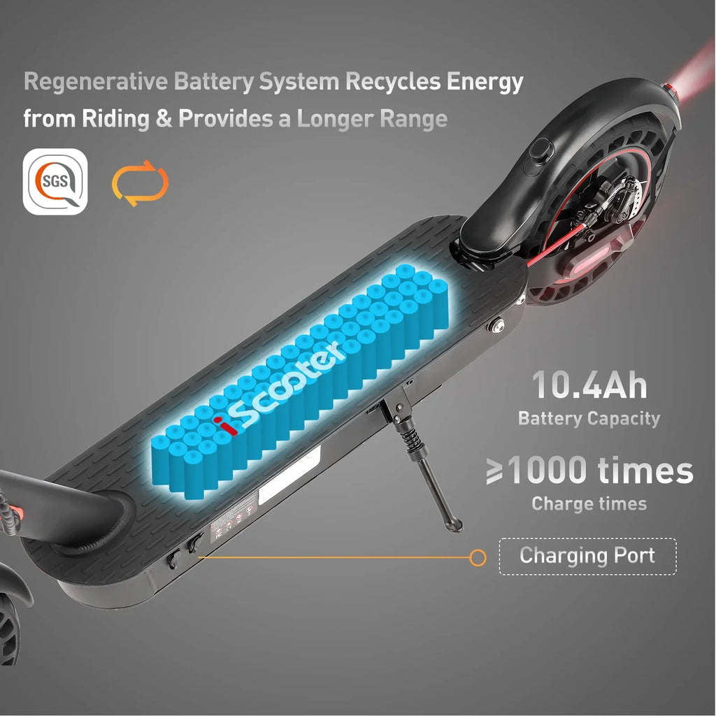 iScooter Max Electric Scooter, 500 W Motor Max Speed 30 km, 18-25 Miles Long-Range Energy Source for Adults,10 In Solid Tires, Foldable and Portable Commuting with Double Braking System