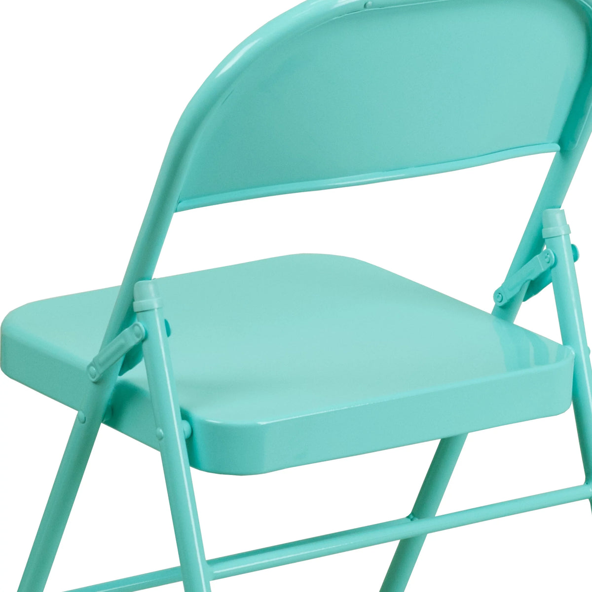 Flash Furniture HERCULES COLORBURST Series Tantalizing Teal Triple Braced & Double Hinged Metal Folding Chair