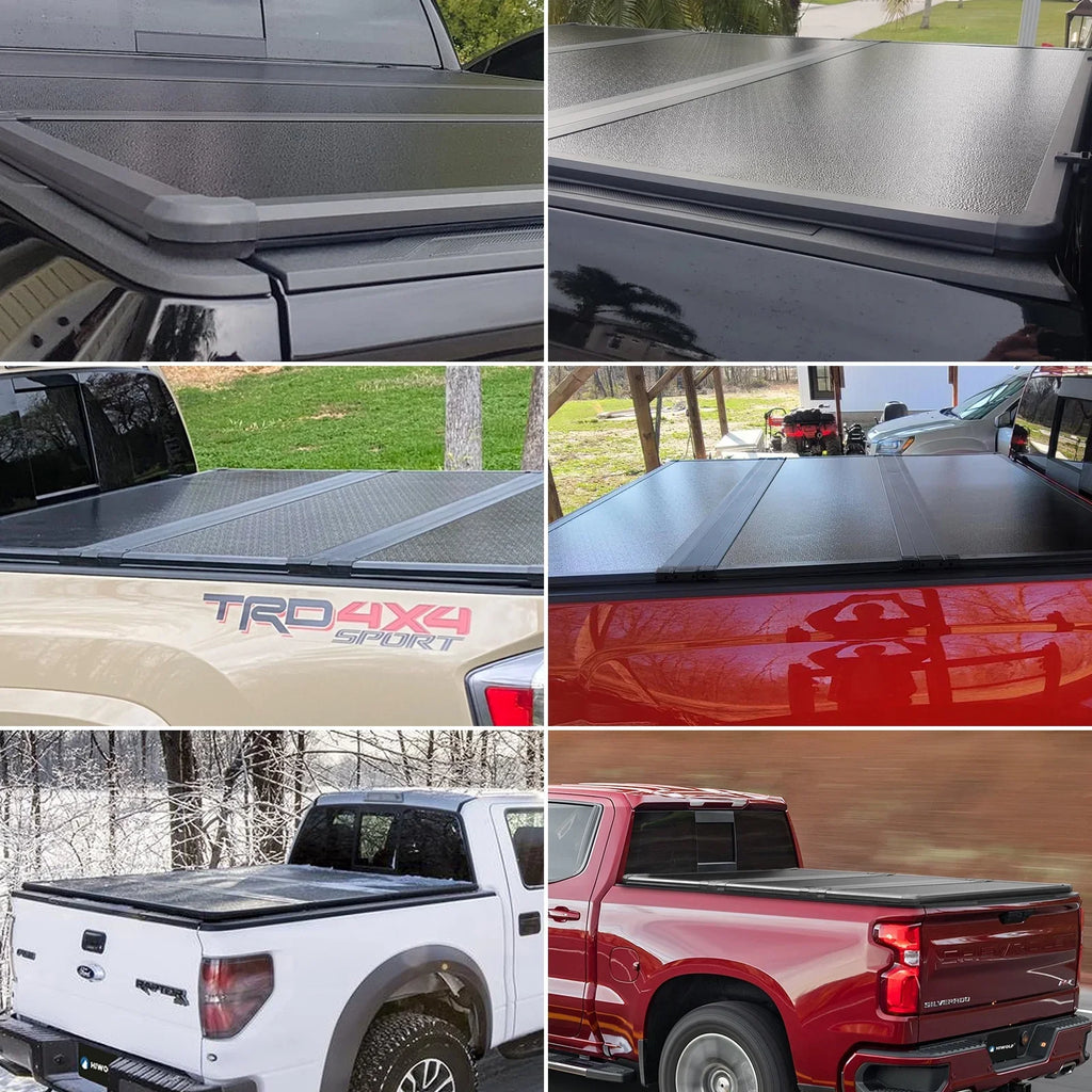 Kikito Professional FRP Hard Tri-Fold Truck Bed Tonneau Cover for 2003-2024 Memory 1500 2500 3500 6.4ft (74.6in) Bed Without | Memory & Deckrail System |
