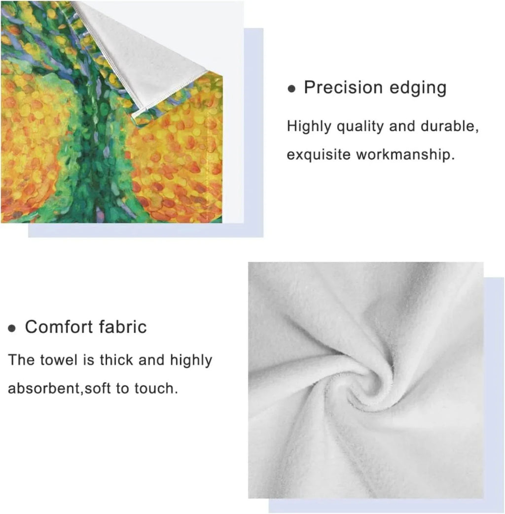 SKYSONIC 3 Pack Towel Abstract Tree for Life Cotton Bath Towel Set (1 Bath Towel, 1 Hand Towel, 1 Washcloth) for Bathroom, Super Soft and Quick Dry Towels
