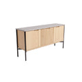 Modern Minimalist Wooden Sideboard with Metal Frame and Textured Cabinet Doors