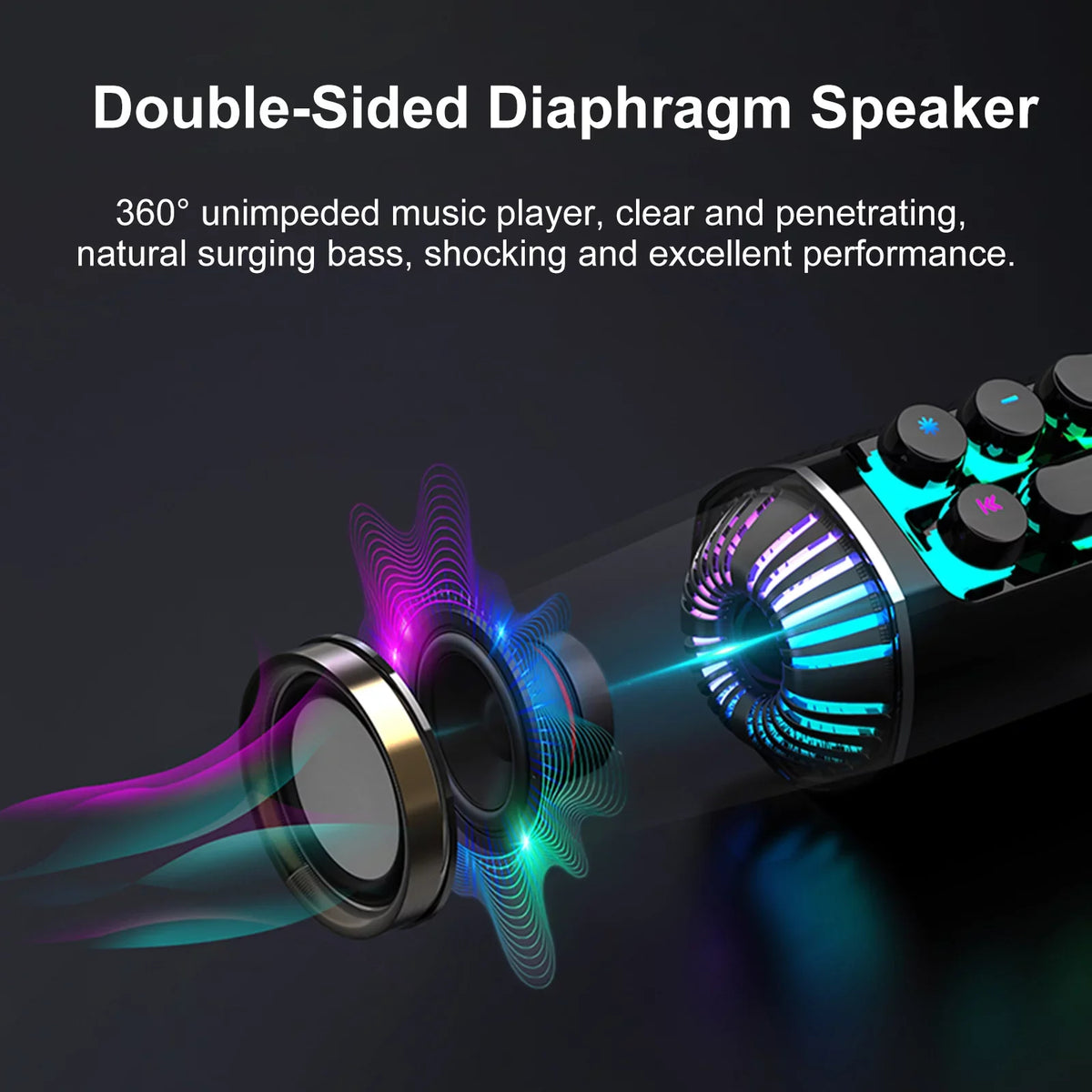 Andoer soaiy SH19 HiFi Speaker Computer Subwoofer RGB Bass Sound Bar Stereo Music Player Sound Box TF Port 3.5mm Audio Input for PC Smartphone Tablet