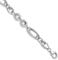 Avariah Diamonds Gold 14k White Polished & Textured Oval Fancy Link Bracelet - 7.75"- Made In Italy