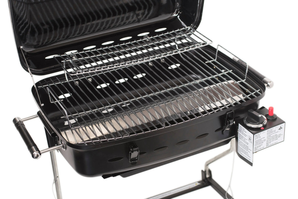 Flame King RV/Trailer Mounted BBQ Grill Motorhome Gas Grill with Bracket System, Black, YSNHT400