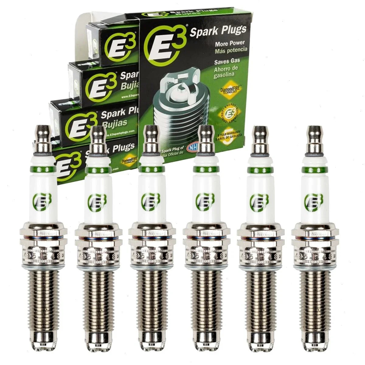 6 pc E3 Spark Plugs compatible with Honda Pilot 3.5L V6 2009-2022
