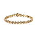 14K Yellow Gold Plated .925 Sterling Silver 1/10 Cttw Diamond Open Circle Wheel Link 7" Tennis Bracelet (I-J Color, I2-I3 Clarity)