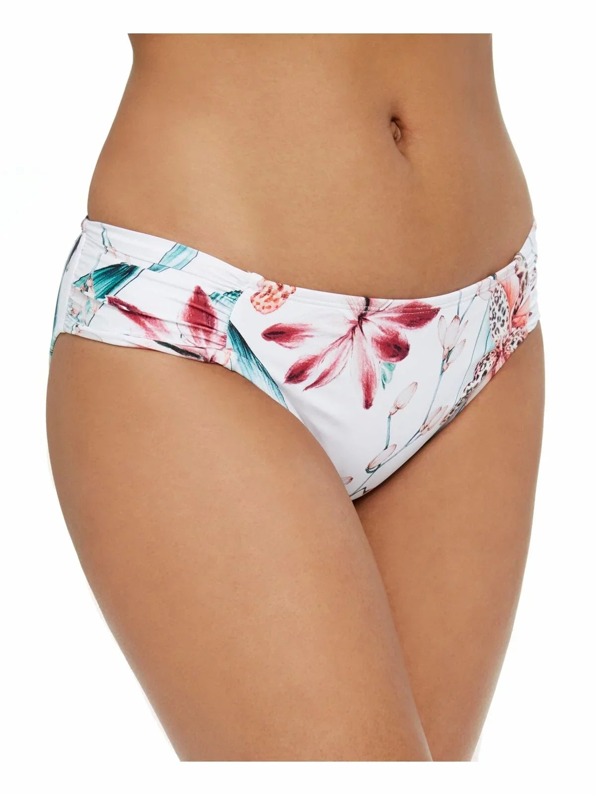 La Blanca Womens Swimwear Bikini Bottom Floral Print White 2