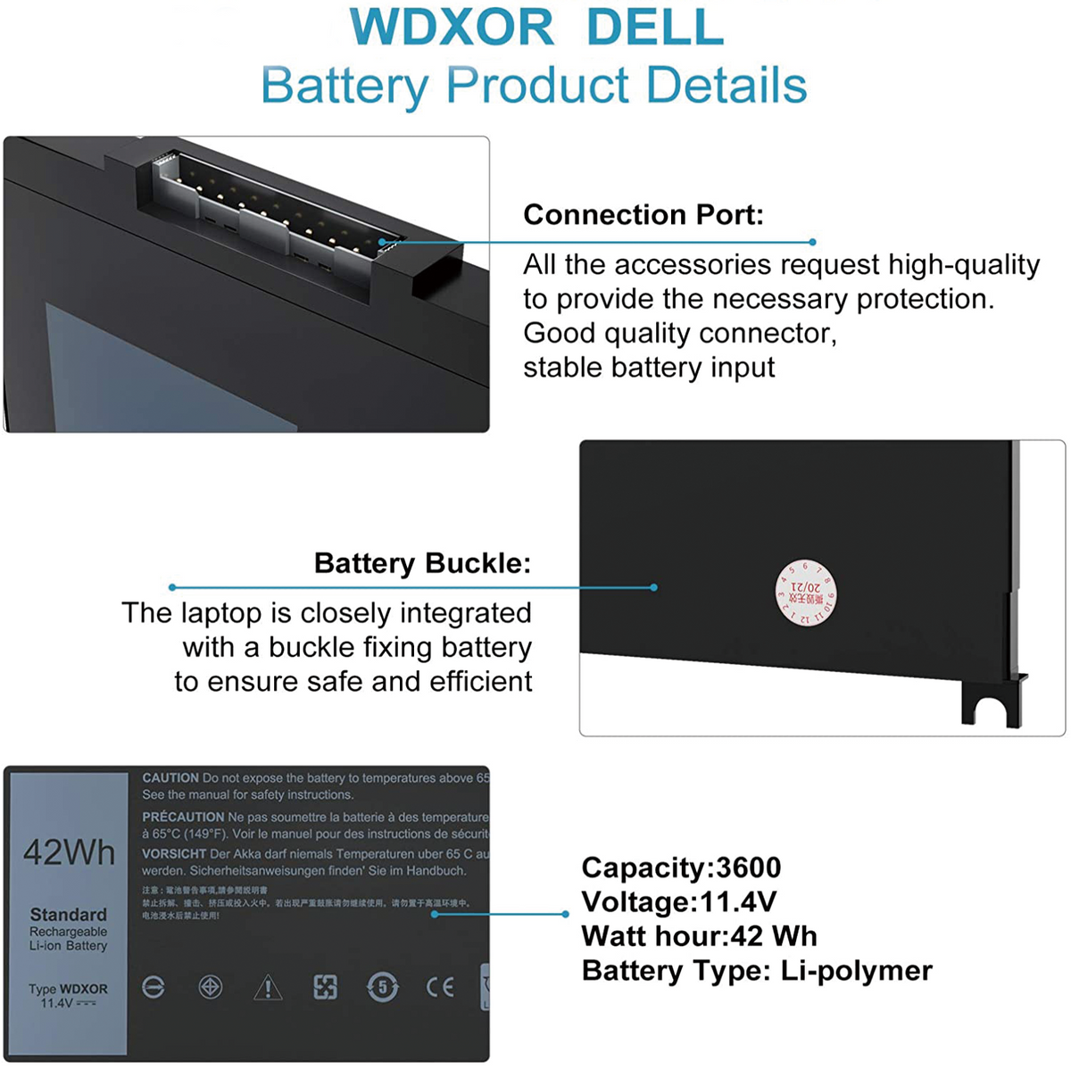 WDX0R WDXOR Energy Source For DELL Inspiron 15 5567 5568 13 5368 7368 7569 P75F P69G