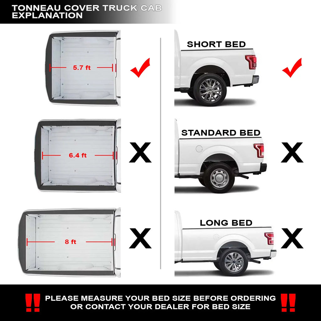Stehlen 733469490432 Soft Tri-Fold Tonneau Cover with Truck Bed LED Lights For Memory 1500 2009-2018 / Classic 2019-2022 5.7 Feet ( 68.4" ) Short Bed