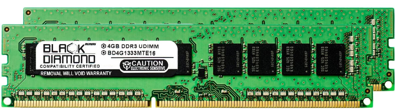 8GB 2X4GB Random Access Memory Memory for SuperMicro SuperServer 5000 5016I-MRF DDR3 UDIMM 240pin PC3-10600 1333MHz Black Diamond Memory Module Upgrade