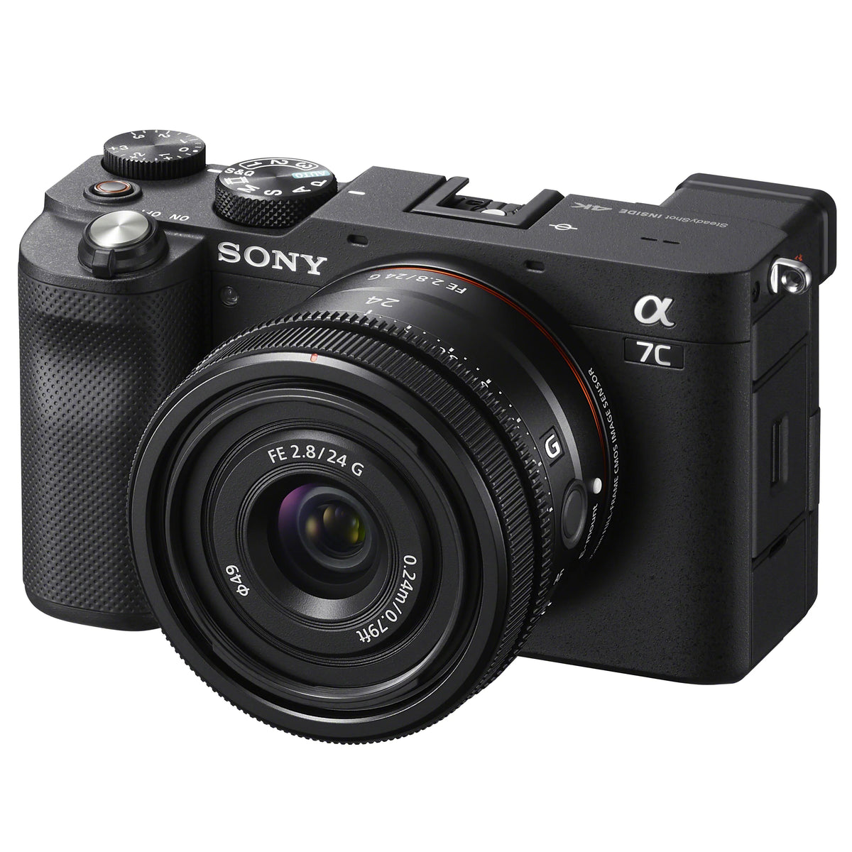 Sony a7C Mirrorless Full Random Access Memory Camera Body with Sony FE 24mm F2.8 G Compact Lens SEL24F28G Black ILCE7C/B Bundle with Deco Gear Photography Backpack Case + Microphone + LED + Monopod and Accessories