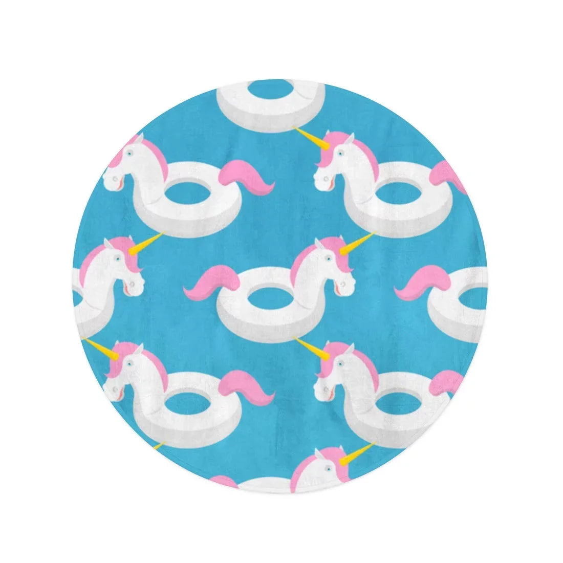 KDAGR 60 inch Round Beach Towel Blanket Blue Inflatable Unicorn Pattern Magic Beast Toy for Swimming Travel Circle Circular Towels Mat Tapestry Beach Throw