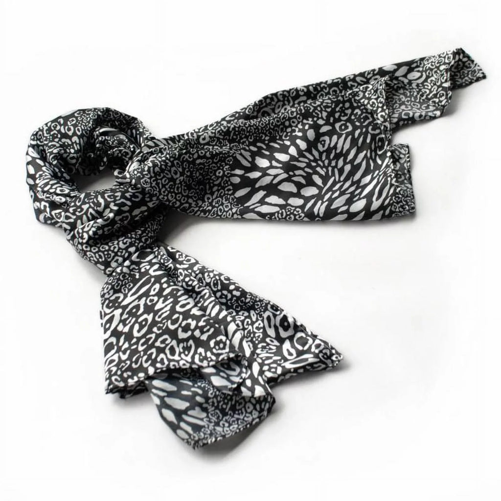 Blancho Black & White Distinctive Leopard Animal Print Fashion Soft Silk Scarf/Wrap/Shawl(Large)