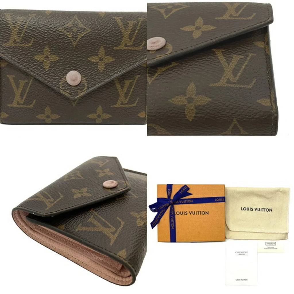 Pre-Owned Wallet Portefeuille Victorine Brown Pink Rose Ballerine Random Access Memory M62360 Trifold NZ3119 LOUIS VUITTON Ladies (Good)