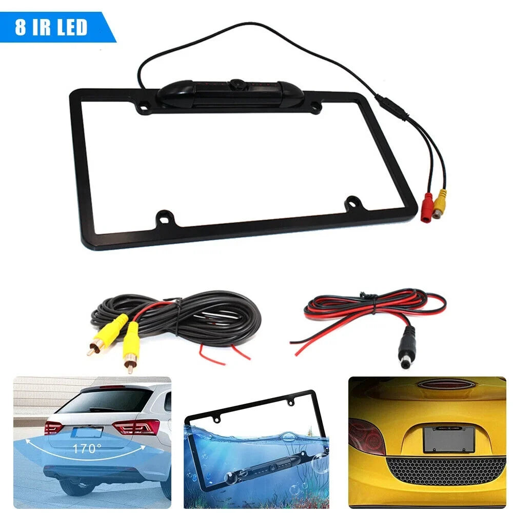 JahyElec HD Color CMOS Car License Plate Memory Mount Rear View Backup Camera 8 IR LED