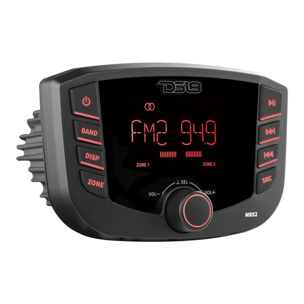 DS18 MRX2 HYDRO Round Marine Headunit with 2 Zones, RGB Lights, and Bluetooth