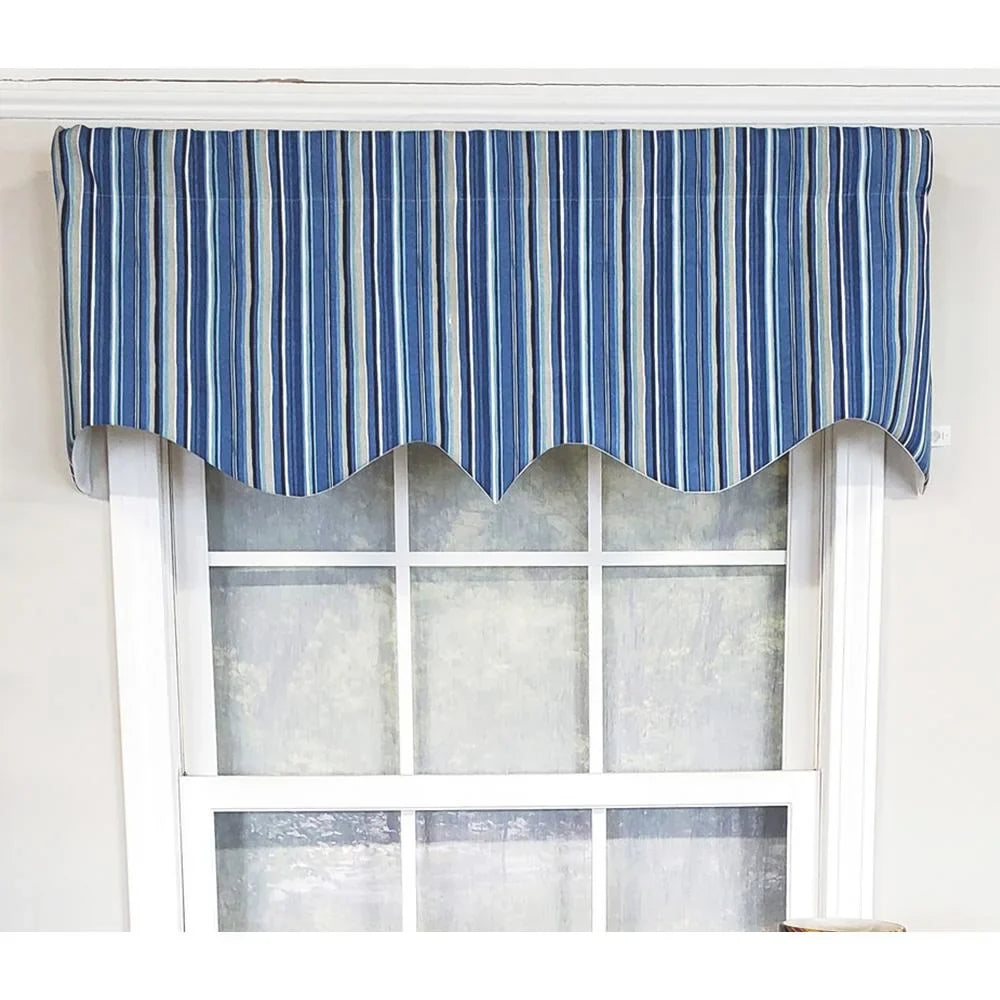 RLF Home Modern Design Classic Beach Stripe Regal Style Window Valance 50" x 17" Blue