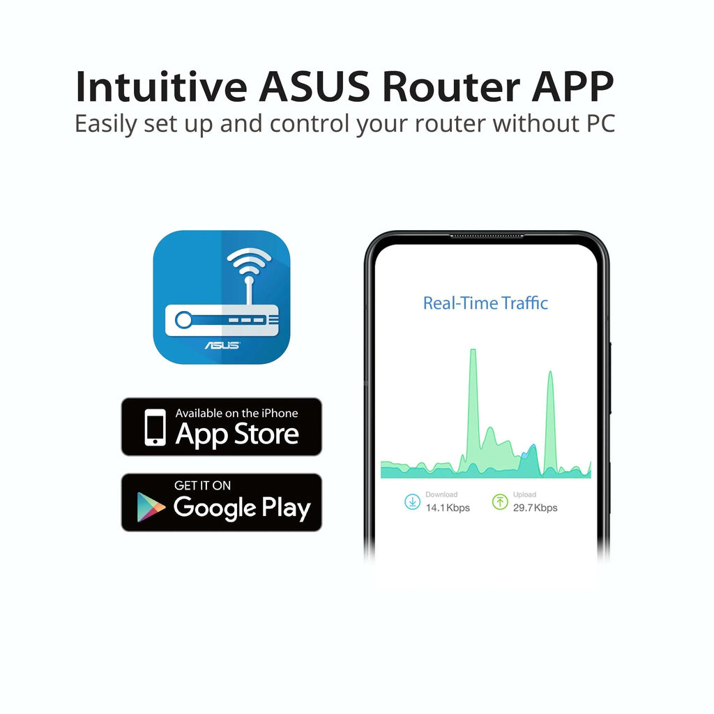 ASUS WiFi 6 Router (RT-AX57) - Band Gigabit Wireless Internet Router, Gaming & Streaming, AiMesh Compatible, Included Lifetime Internet Security, Parental Control, MU-MIMO, OFDMA