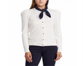 Ralph Lauren Women's Neck Scarf Cotton Sweater White Size Petite L