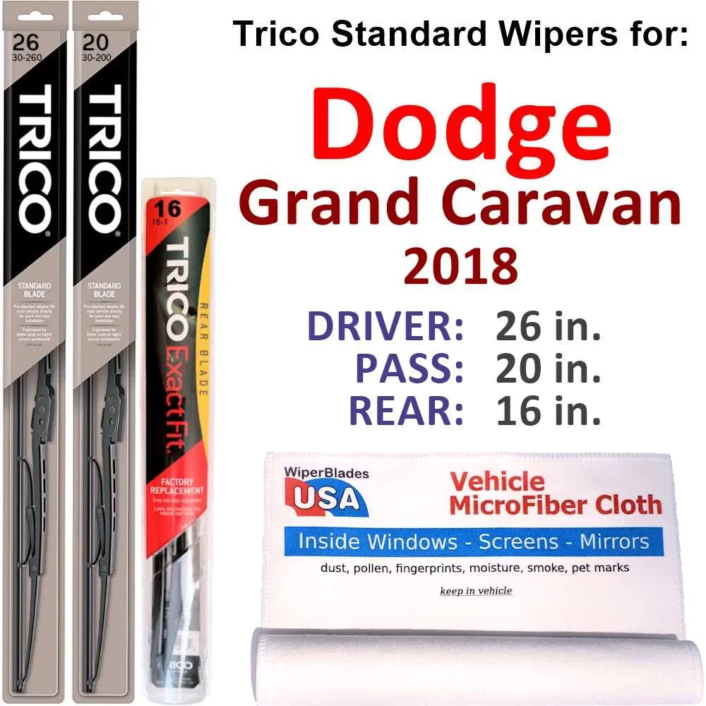 2018 Dodge Grand Caravan Wiper Blades (Set of 3) w/Rear Wiper