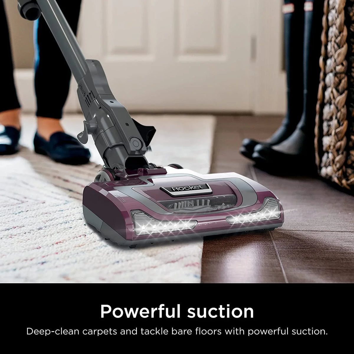 HV322 Rocket Pet Plus Corded Stick Vacuum with LED Headlights, XL Dust Cup, Lightweight, Perfect for Pet Hair Pickup, Converts to a Hand Vacuum, with (2) Pet Attachments, Bordeaux/Silver