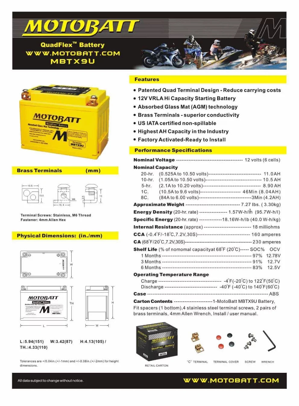 MotoBatt AGM Energy Source 06-12 for Yamaha FZS 1000 FZ1 2011-Up XT 1200Z Super Tenere