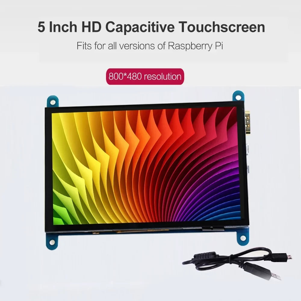 walmeck 5 Inch Capacitive Display Display 800*480 Resolution Small Portable with USB Interface Compatible with Raspberry Pi Educational Tool