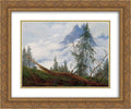 Caspar David Friedrich 2x Matted 24x20 Gold Ornate Random Access Memory Art Print 'Mountain Peak with Drifting Clouds'
