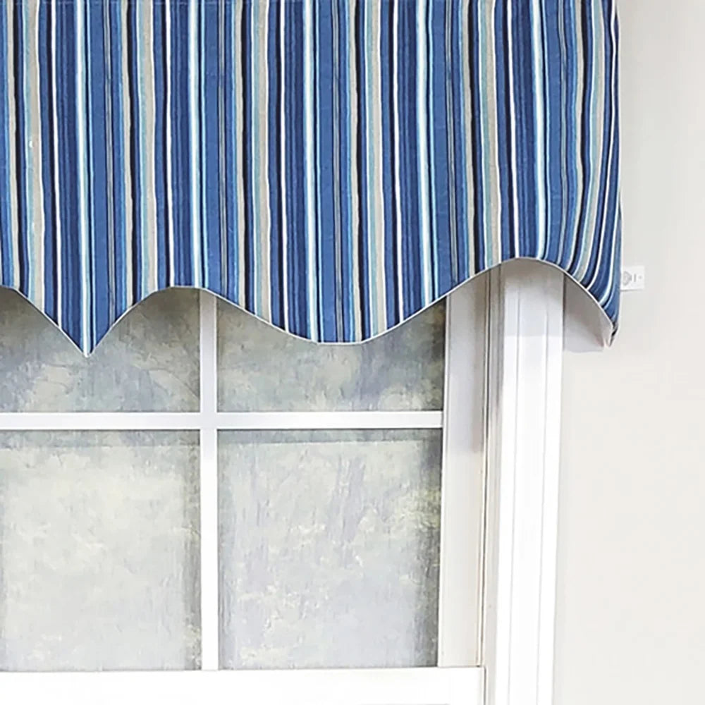 RLF Home Modern Design Classic Beach Stripe Regal Style Window Valance 50" x 17" Blue