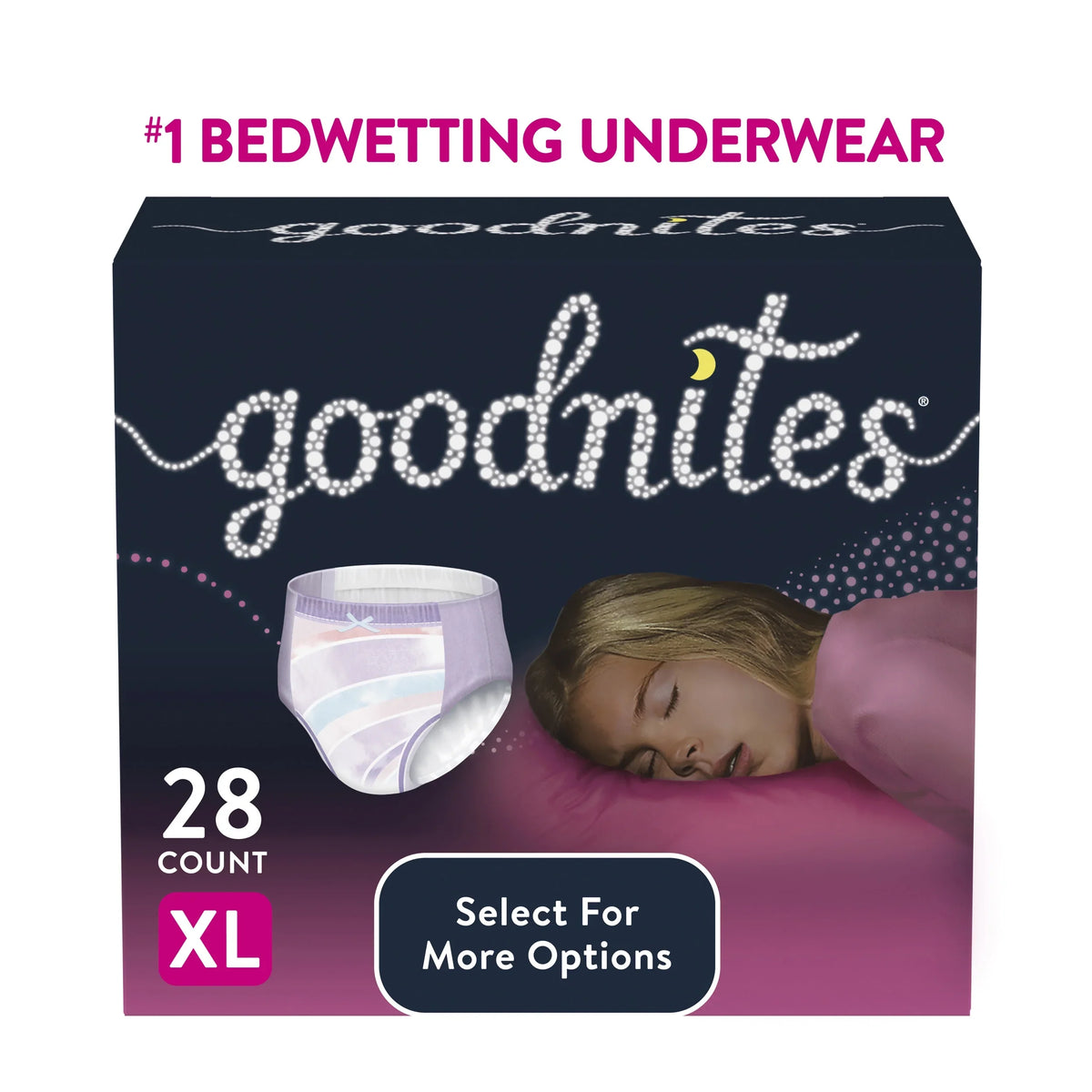 Goodnites Nighttime Bedwetting Underwear for Girls, XL, 28 Ct (Select for More Options)