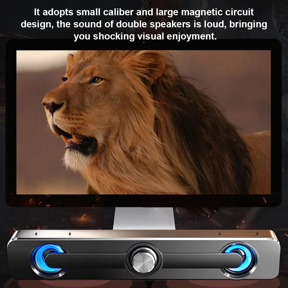 Radirus V-111 Computer Speaker, USB Wired Powerful Bar Stereo Subwoofer Bass Speaker, Surround Sound Box for PC Phone Tablet MP3 MP4, Audio Equipment for Home Theater-Like Audio Quality