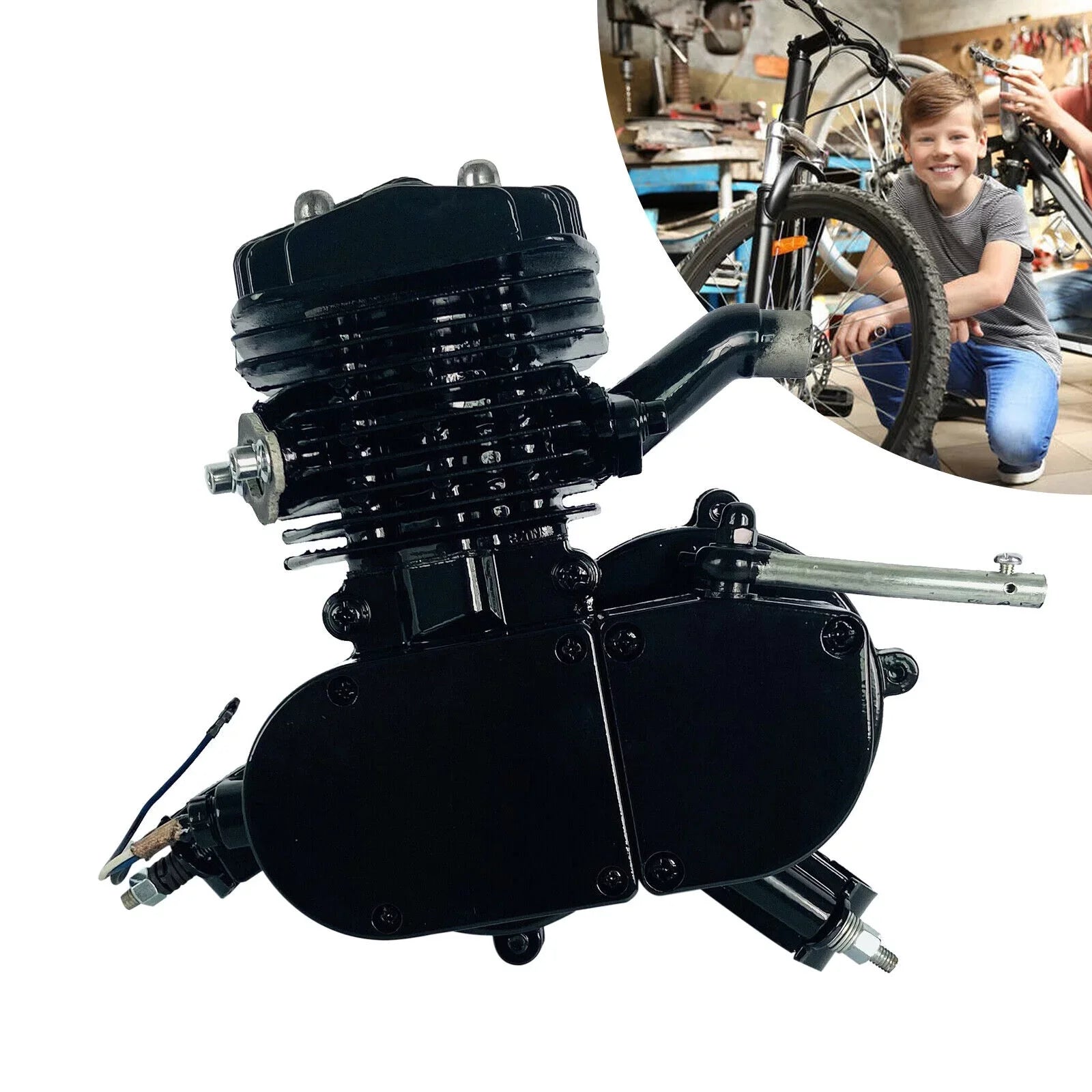 Miumaeov 80cc 2-Stroke Full Assembled Motorized Bike Bicycle Motor Petrol Gas Engine Single Cylinder Air-Cooled Black
