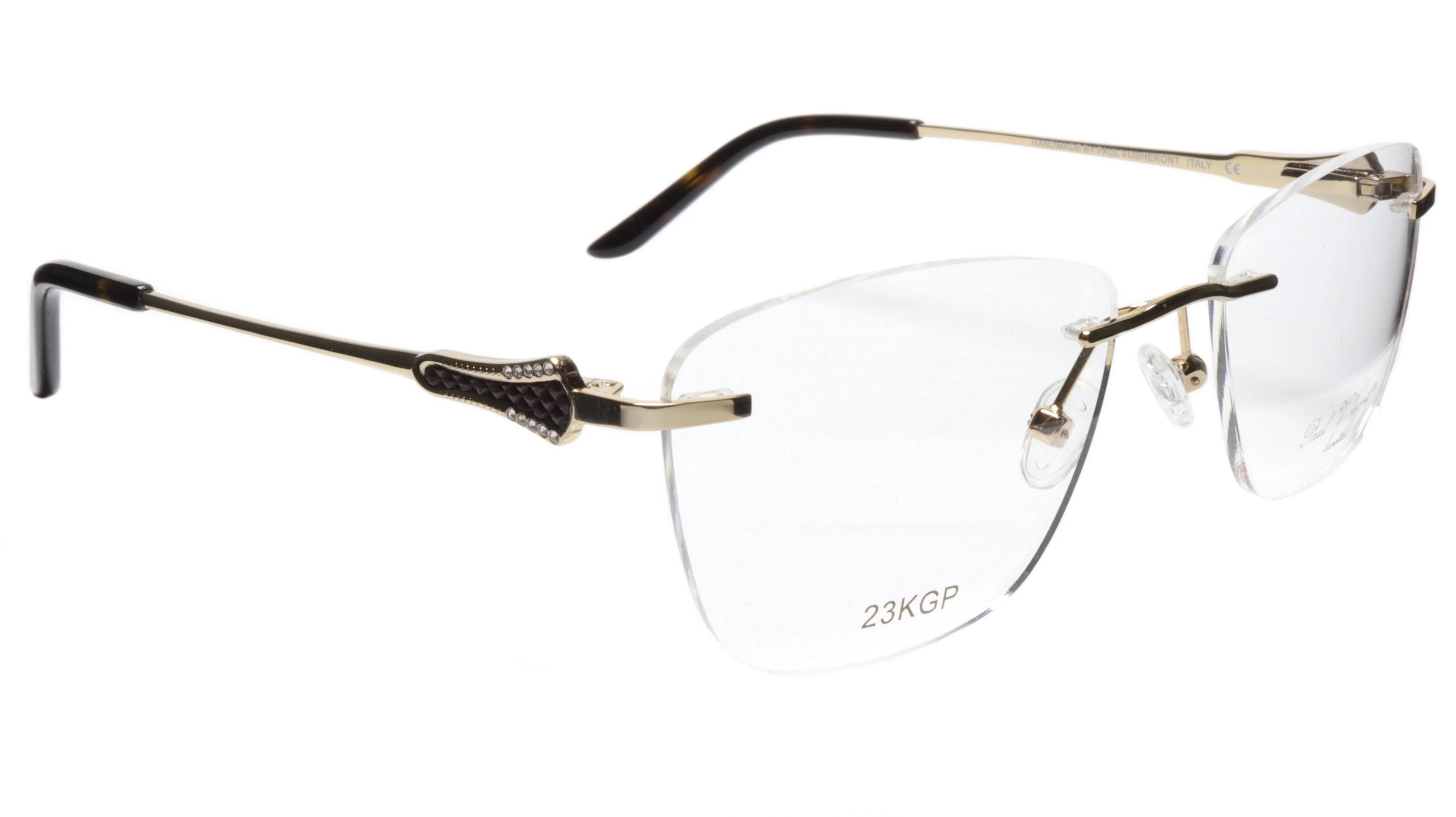 Paul Vosheront Tapered Square Gold & Black Acetate Optical Random Access Memory 52-18-135 37
