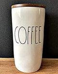 Rae Dunn COFFEE Canister Medium sized Ivory Random Access Memory with Black LL Letters and Wooden Lid