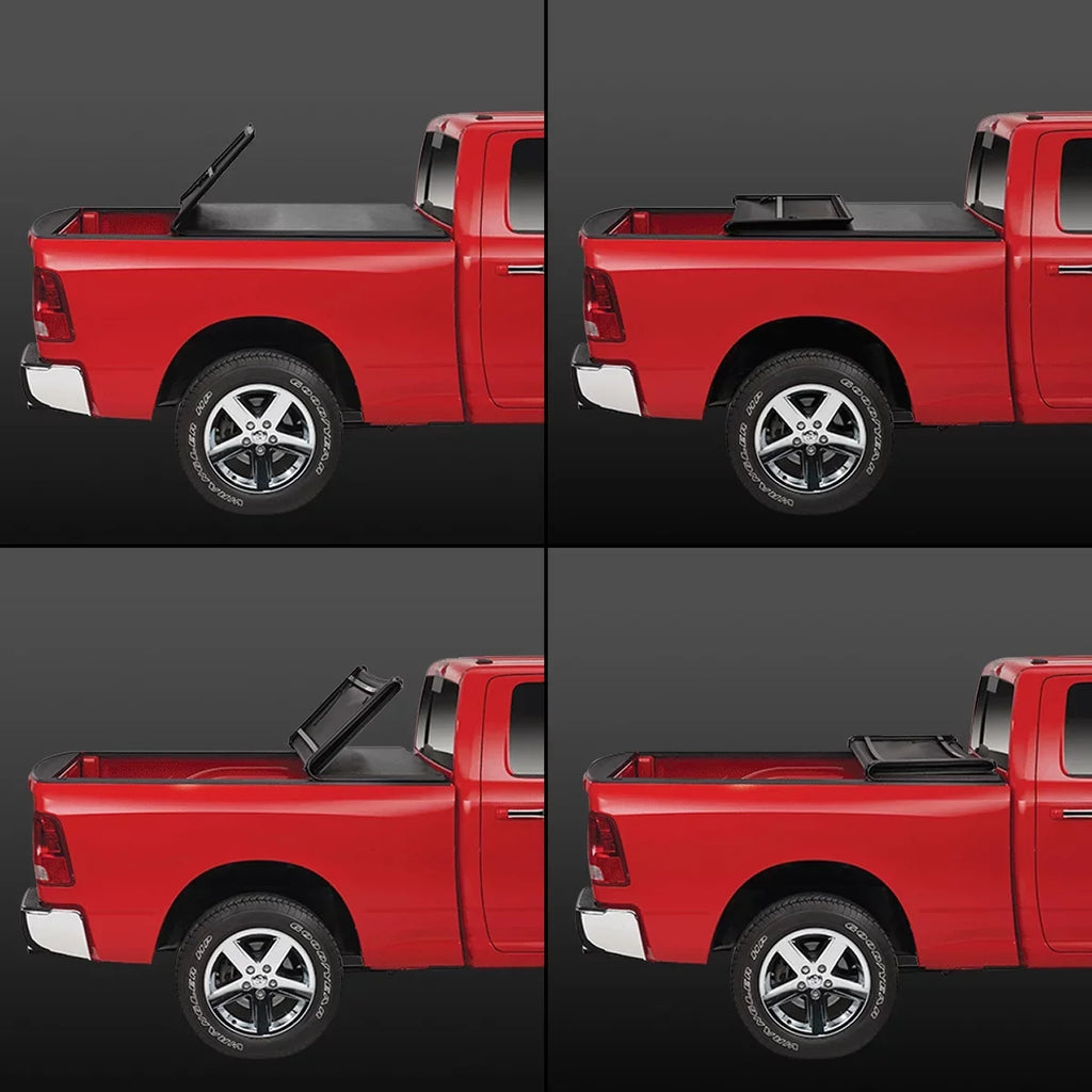 DNA Motoring TTC-TRISOFT-018 For 2009 to 2021 Random Access Memory Truck 1500 5.7' Bed Fleetside Tri -Fold Adjustable Soft Top Trunk Tonneau Cover