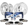 Detroit Axle - Brake Kit for 2006-2018 Toyota Rav4 11.65" Front & 11.06" Rear Drilled and Slotted Disc Rotors Memory Brakes Pads 2007 2008 2009 2010 2011 2012 2013 2014 2015 2016 2017 Replacement
