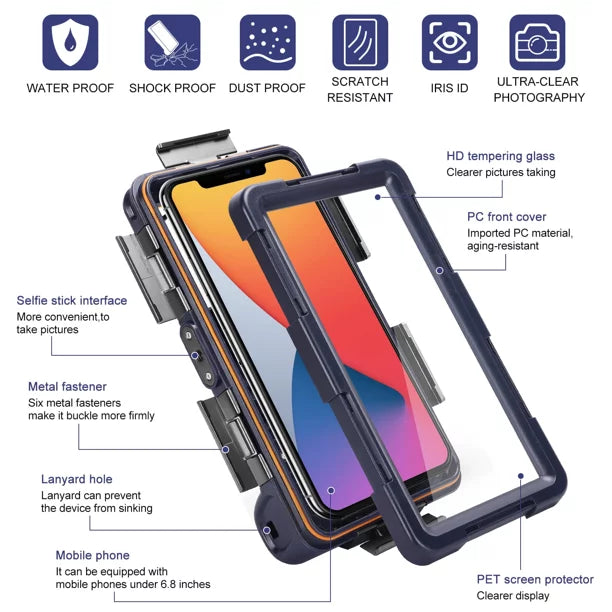 UrbanX Professional [15m/50ft] Swimming Diving Surfing Snorkeling Photo Video Waterproof Protective Case Underwater Housing for Micromax Bolt Selfie Q424 And all Phones Up to 6.9 Inch LCD with Lanyard