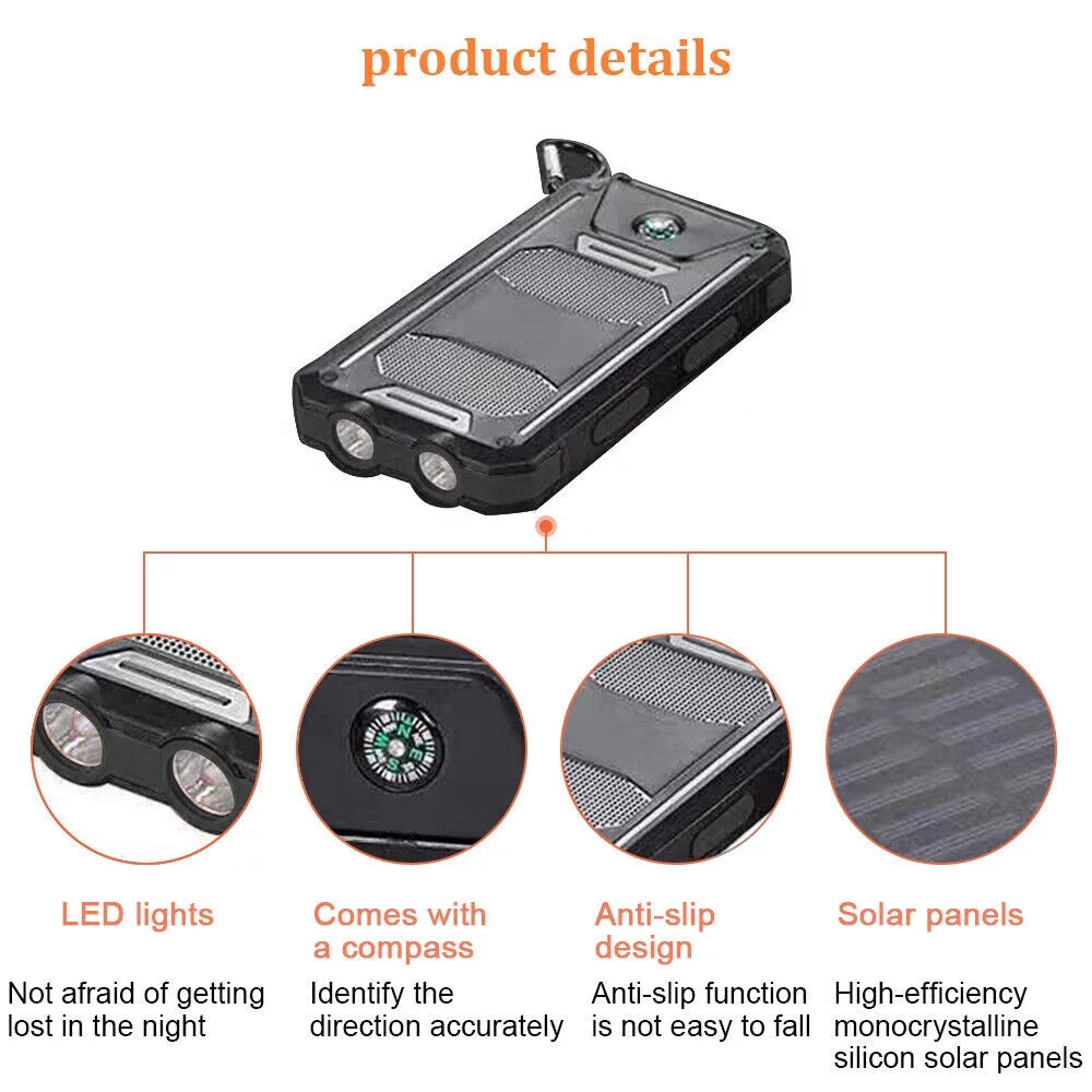 500000mAh USB External Solar Power Bank LED Power Unit Charger for Cell Phone