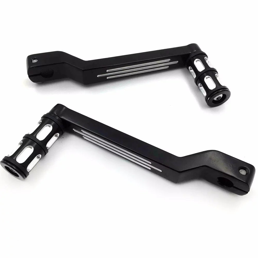 HTT- Style 009C- Motorcycle Black Aluminum Heel Toe Shift Levers/Gear Shift Pedal Levers w/ Shifter Pegs For Harley Davidson Fat Boy FLSTF 1980 and later
